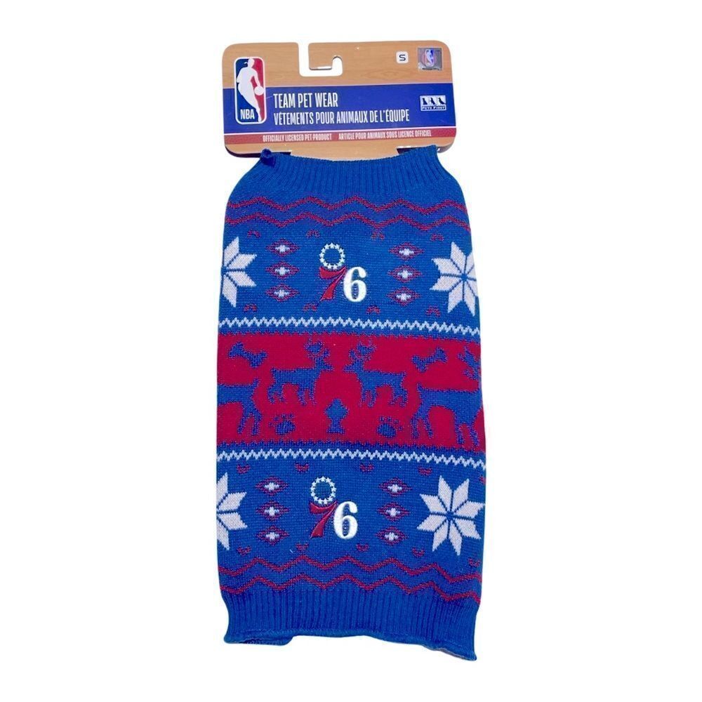 NBA Officially Licensed Philadelphia 76ers Petwear Knit Dog Sweater Small NWT